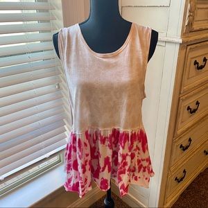 Free People Tie-Dye Ruffle “Anytime” Tank (S)